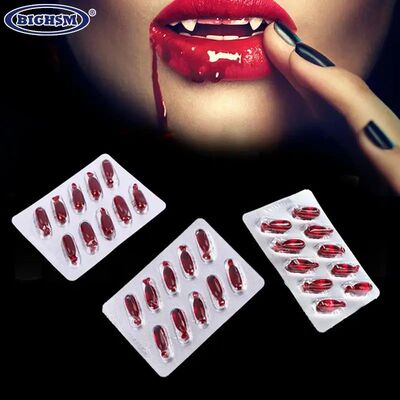 6Pcs/10Pcs Realistic Fake Blood Pills Vampire Capsules Horro
