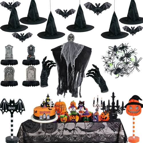 Halloween Decorations Hanging Witch Hat Skull Grim Reapers G
