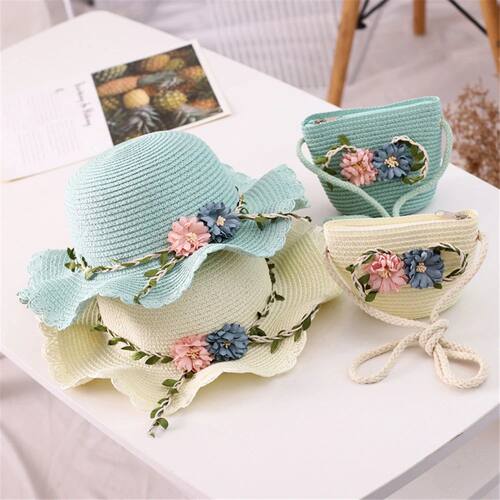 Travel Straw Weaving Sun Beach Girls Summer Hat Wide Brim Ha