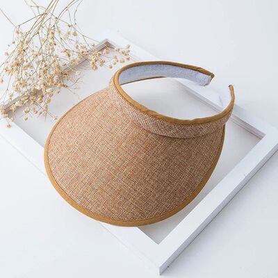 Women's Ladies Summer Weave Straw Empty Top Beach Cap Clip-O