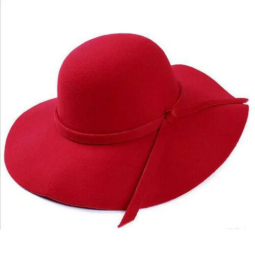 Women Sun Hat Vintage Lady Wide Large Wool Felt Cap Casual S