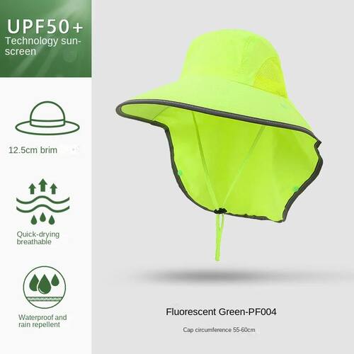 Outdoor UPF50+ Sun Hat Wide Brim Mesh Fishing Hat with Neck