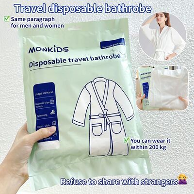 The simple design of 1PC disposable bathrobe is suitable for