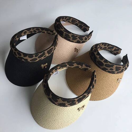 New Woman's Sun Hats Female Leopard Bowknot Visor Caps Hand