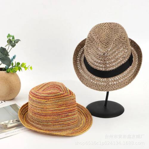 Summer Foldable Jazz Straw Hats Women'S Colorful Breathable