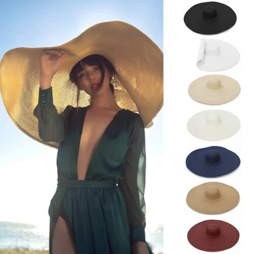 25CM Elegant Women Large Brim Sun Hat Outdoor Travel Hollow