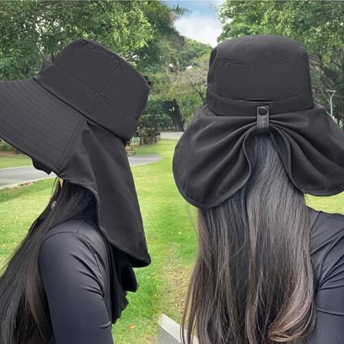 Ladies' fashionable sunscreen bucket hat with ponytail hole