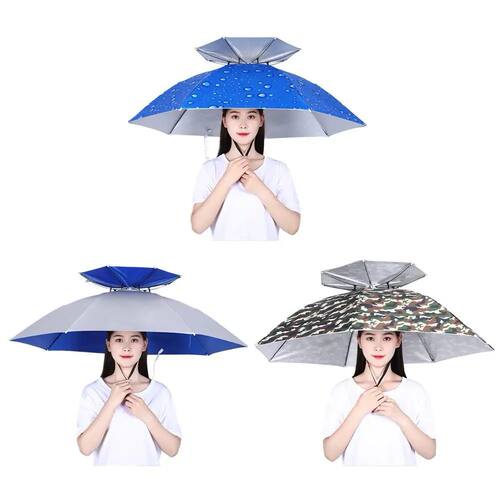 Portable Rain Umbrella Hat Army Green Foldable Outdoor Pesca