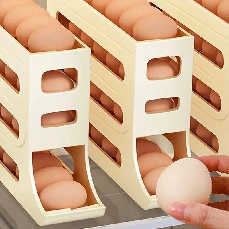 4 Layers Egg Storage Baskets Automatic Rolling Egg Racks for