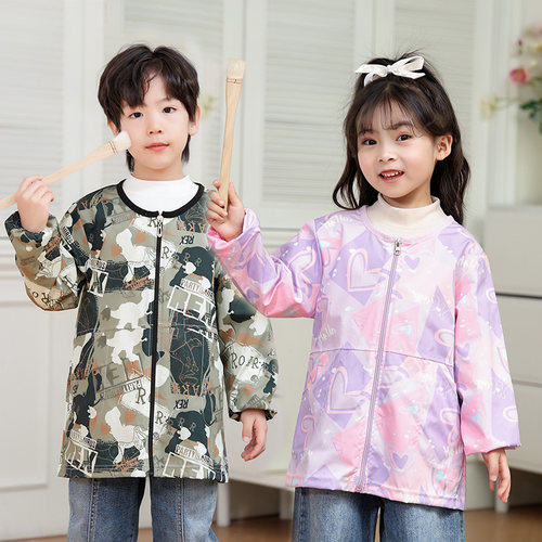 女童防水罩衣宝宝画画围裙吃饭衣