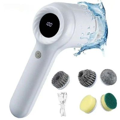 USB Electric Rotary Scrubber Cleaning Brush,With 5 Brush Hea