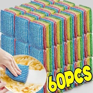 Brush Wire Non stick Wipe Steel Sponge Double Oil 60pcs