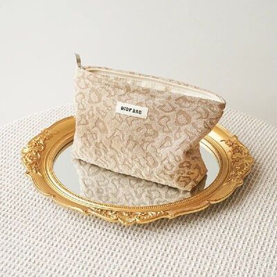 Women's cosmetic bag large capacity leopard print khaki stor