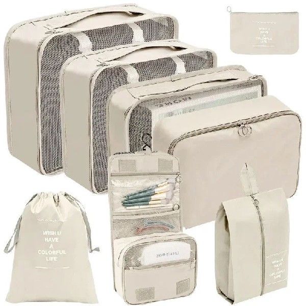 8-Pc Set Travel Bag Organizer Clothes Luggage Travel Organiz