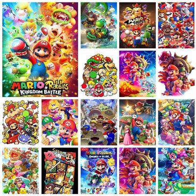5D DIY Japanese Anime Diamond Painting Kit Super Mario Cross