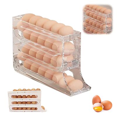 4 Tiers Egg Holder for Fridge New Automatic Scrolling Egg Ra