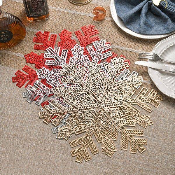 Pointy Snowflake Hollow Pvc Snowflake Christmas Placemat Ins