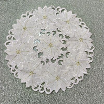 Christmas Placemat 35cm Round Polyester Fabric Embroidery Ha