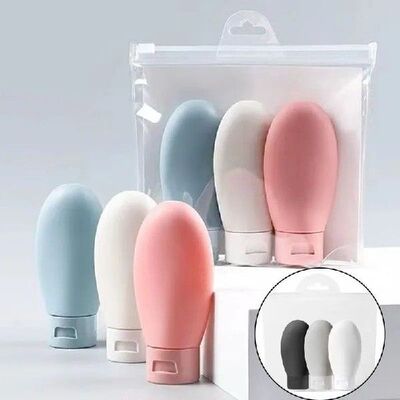 3Pcs Soft Silicone Refillable Bottles Set Lotion Shampoo Squ