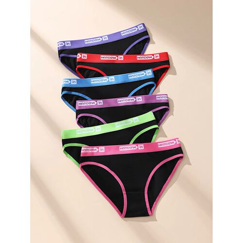 6Pcs/Set Women Cotton Panties Soft Underpants Sexy Black Und