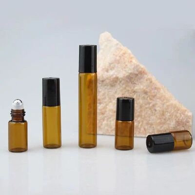 5pcs 1ml 2ml 3ml Amber Roll-on Bottles for Essential Oils Ro