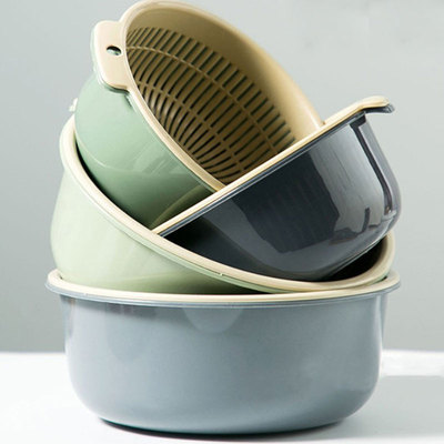 Kitchen Silicone Double Layer Drain Basket Bowl Washing