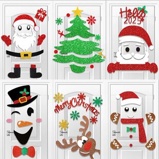 Stickers Non woven Christmas Claus Door Santa Chr Decoration
