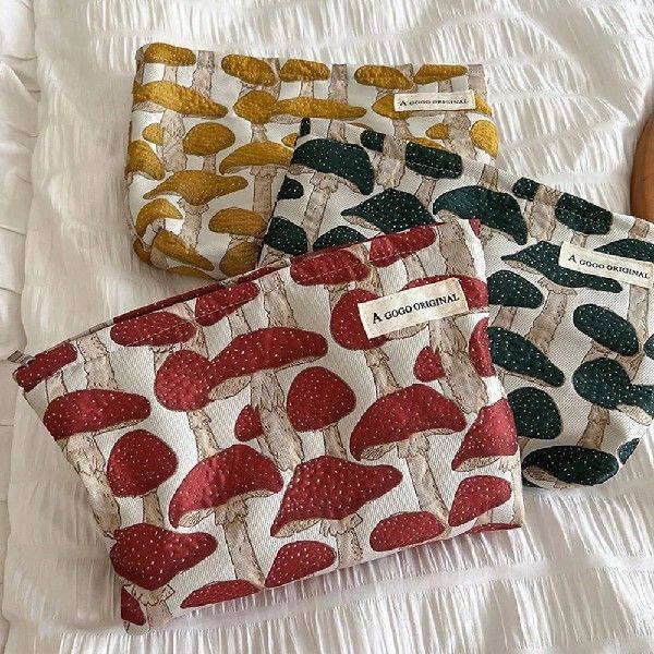 Mushroom Makeup Bags Women Cosmetic Bag Organizer Large Capa