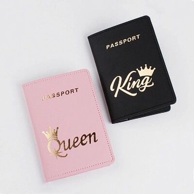 2PCS/Set QUEEN KING Lovers/Couples PU Travel Accessories Pas