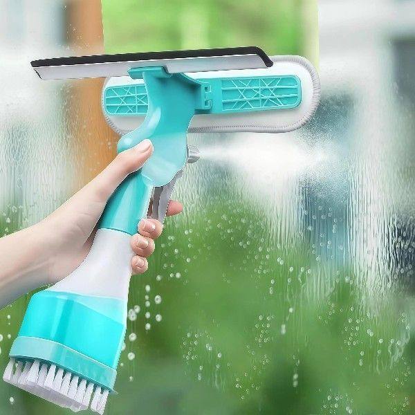 Window Squeegee Kit - All-in-One Glass Cleaner Tool with Spr
