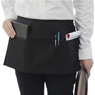 Pocket Apron Short Waterproof Cater Waiter Waist Black