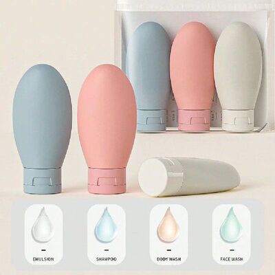3Pc Silicone Travel Bottle Set Accessories Refill Extrusion