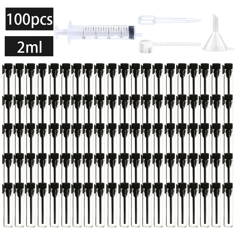 100PCS 1ML 2ML Clear Mini Sample Cute Glass Travel Oil Perfu