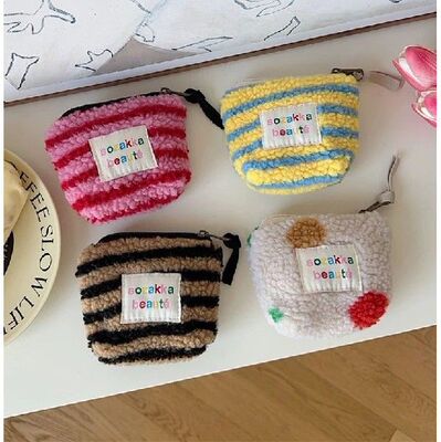 Cute Plush Mini Cosmetic Bsg For Women Travel Lipstick Stora