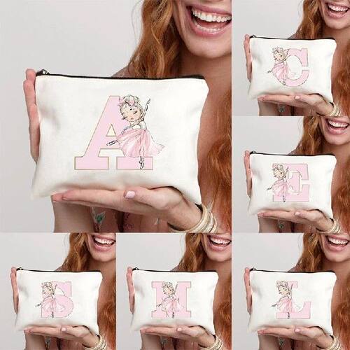Ballet Girls Makeup Pouch Bags A-Z Initial Make Up Cosmetic
