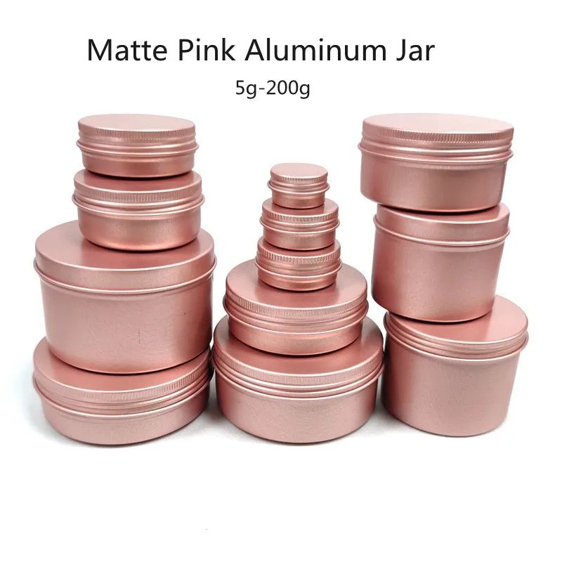10/30/50pcs 5-200ml Empty Aluminum Jar Matte Pink Cosmetic A