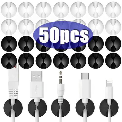 5/50pcs Car USB Cable Organizer Self-Adhesive Cables Bracket