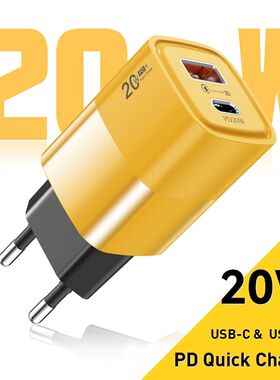 Mini 20W PD Quick Charge USB C Charger for iPhone 15 16 17 Pro Max Phone QC 3.0 PD 3.0 USB Type C Qu