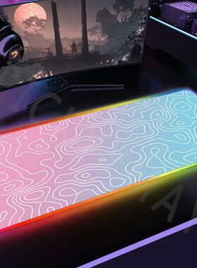 Large RGB Mouse Pad Colorful Topographic XXL Gaming Mousepad