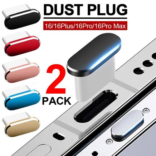 2Pcs Metal Dust Plug For iPhone 17 Air 16 15 Plus Pro Max 16
