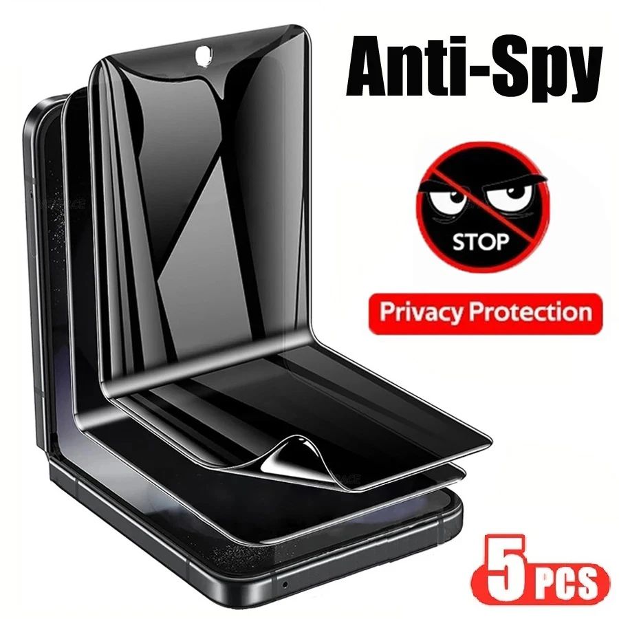 5Pcs Privacy Anti-Spy Peeping Hydrogel Film For Samsung Galaxy Z Flip 5 4 3 Flip5 Flip4 Soft Screen