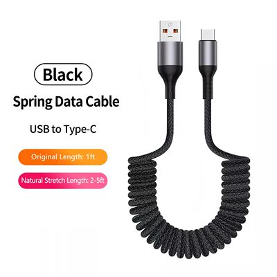 USB C Cable Quick Charging,Coiled USB A to Type C Charge Cord for Car Quick Charging Cable Compatibl