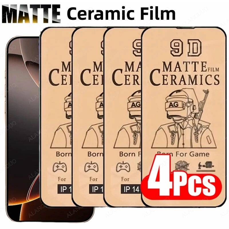 4Pc Matte Ceramic Film For iPhone 16 Pro Max 15Pro 14 13 12 11 Full Cover Screen Protector For iPhon
