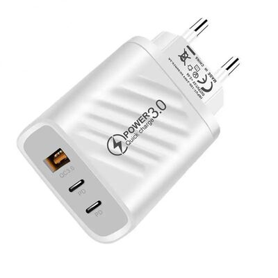 PD 20W Quick Charge Charger Dual TYPE-C+1USB Charging Head Wall Phones Charger Adapter For IPhone Hu