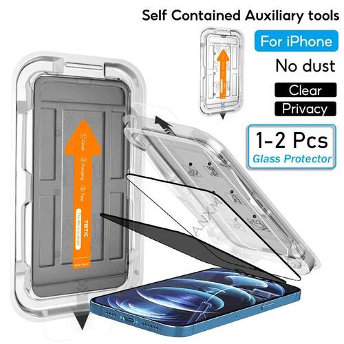 1-2Pcs Privacy Tempered Glass For iPhone 14 15 16 Plus 13 12 11 Pro Max XS Min Screen Protector Dust