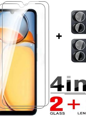 4in1 Tempered Glass For Redmi 13C Screen Protector Camera Lens Protective Film for Redmi 14C 14R Red