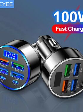 100W 6 Ports Car Charger Quick Charging PD QC3.0 USB C Car Phone Charger Type C AdapterInCar For iPh