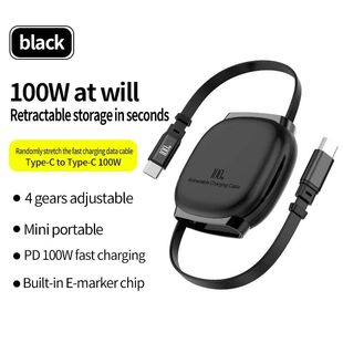 100W USB C to USB C Cable,Retractable Portable Charger Cord,Type C Quick Charging Wire for iPhone 17