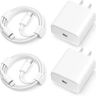 PD 20W USB Type-C Quick Charging Wall Adapter Plug Charger with Cable Cord for iPhone IPad- 2 Sets