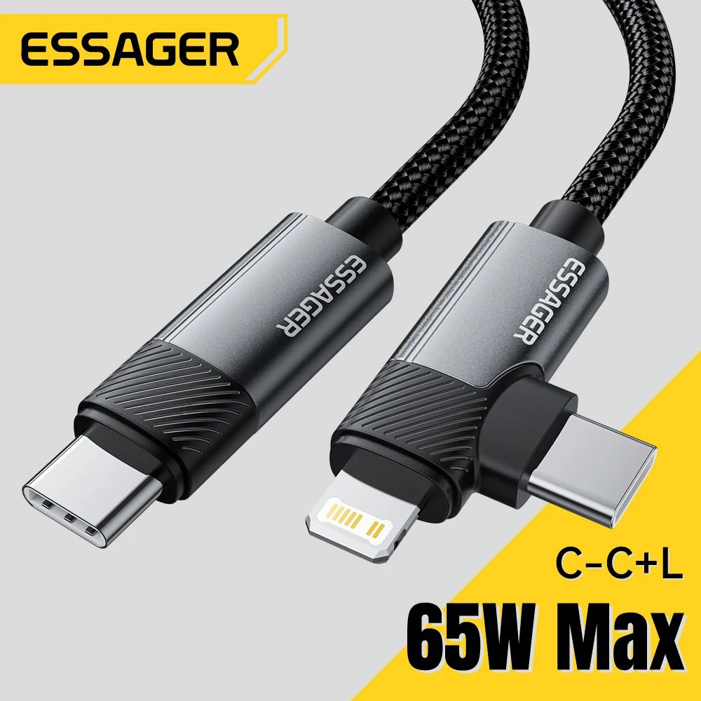 PD 65W Max 2In1 Type C to Type C and Lightning For Samsung IPhone 14 13 12 11 Pro Max Xs Plus Data C